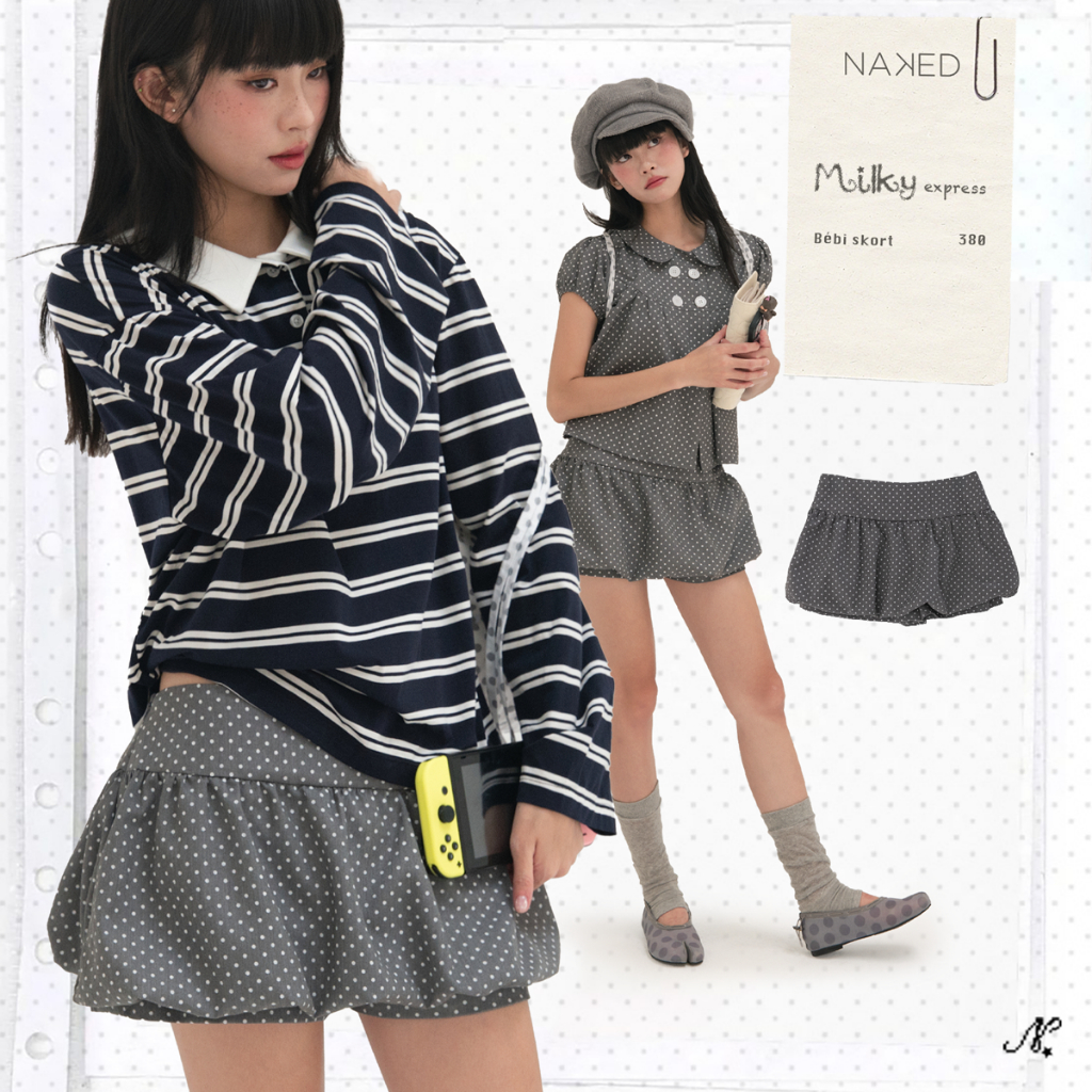 Quần short bí nữ NAKEDbyV quần đùi giả váy phồng tôn dáng vintage BÉBI SKORT | BigBuy360 - bigbuy360.vn