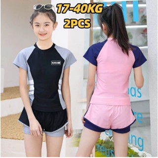  đồ bơi bé gái đồ bơi 2 mảnh tay ngắn Chất Vải Co Dãn Đa Chiều cao cấp học bơi đi biển 