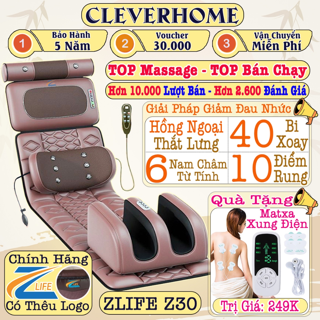   Chính Hãng ZLIFE - Thêu LOGO  Đệm massage toàn thân nệm mát xa tại nhà ghế massage giảm đau 