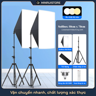 Softbox chụp ảnh chuyên nghiệp 50x70cm, bộ 3 trong 1 kèm chân đèn 2 mét và bóng đèn 85/150W dành cho người sáng tạo nội