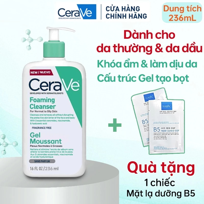 Sữa rửa mặt Cerave Foaming Cleanser, Hydrating Cleanser, SA Cleanser Cho Da Dầu Mụn 236ml