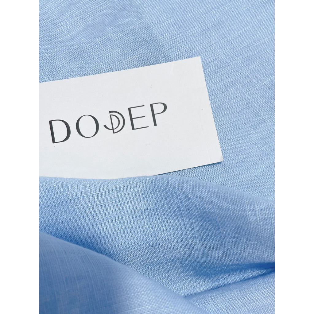 DODEP Áo sơmi nam 100% linen premium tay dài màu xanh da trời | BigBuy360 - bigbuy360.vn
