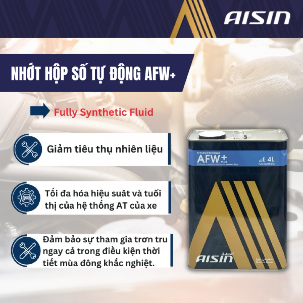 Nhớt hộp số tự động 6 cấp AFW+ (4 Lít) ATFMT4SB Aisin - Japan