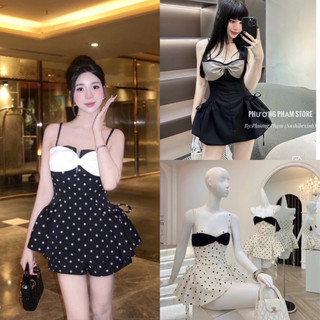 ĐẦM HAI DÂY PHỐI NƠ NGỰC DÁNG NGẮN NƠ EO  ( có mod )