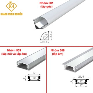   Giá 1 mét  Thanh nhôm định hình chữ-V-601 chữ U-509 chữ T-508 chuyên dụng cho LED 8mm - 10mm 
