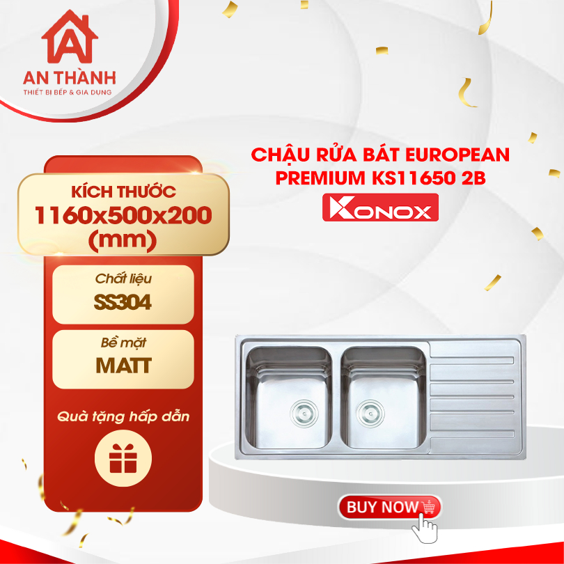 Chậu rửa bát Konox European Artusi KS11650 1D Chậu rửa bát Konox chính hãng