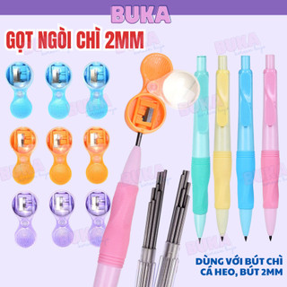  Gọt ngòi bút chì mini 2mm dùng với bút chì cá heo đồ chuốt ngòi bút chì bấm gọt chì nhỏ gọn tiện lợi có ngăn đựng vụn 