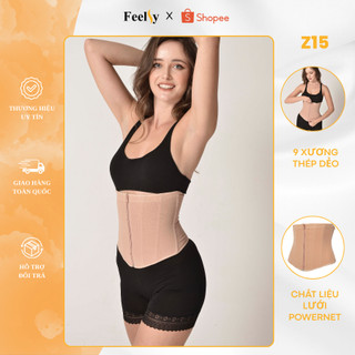  Gen,đai nịt kéo khóa FEELSY Z15 giảm mỡ bụng dưới sau sinh chống cuộn eo thon mặc váy không lộ 9 xương thép định hình 