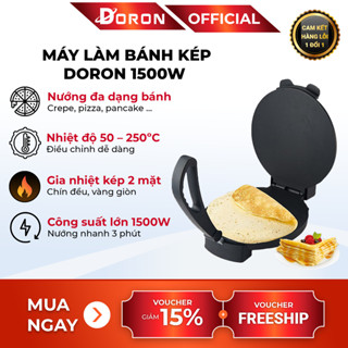 Máy ép bánh khô huế DORON 1500W làm nóng đều 2 mặt khuôn, bánh thơm ngon