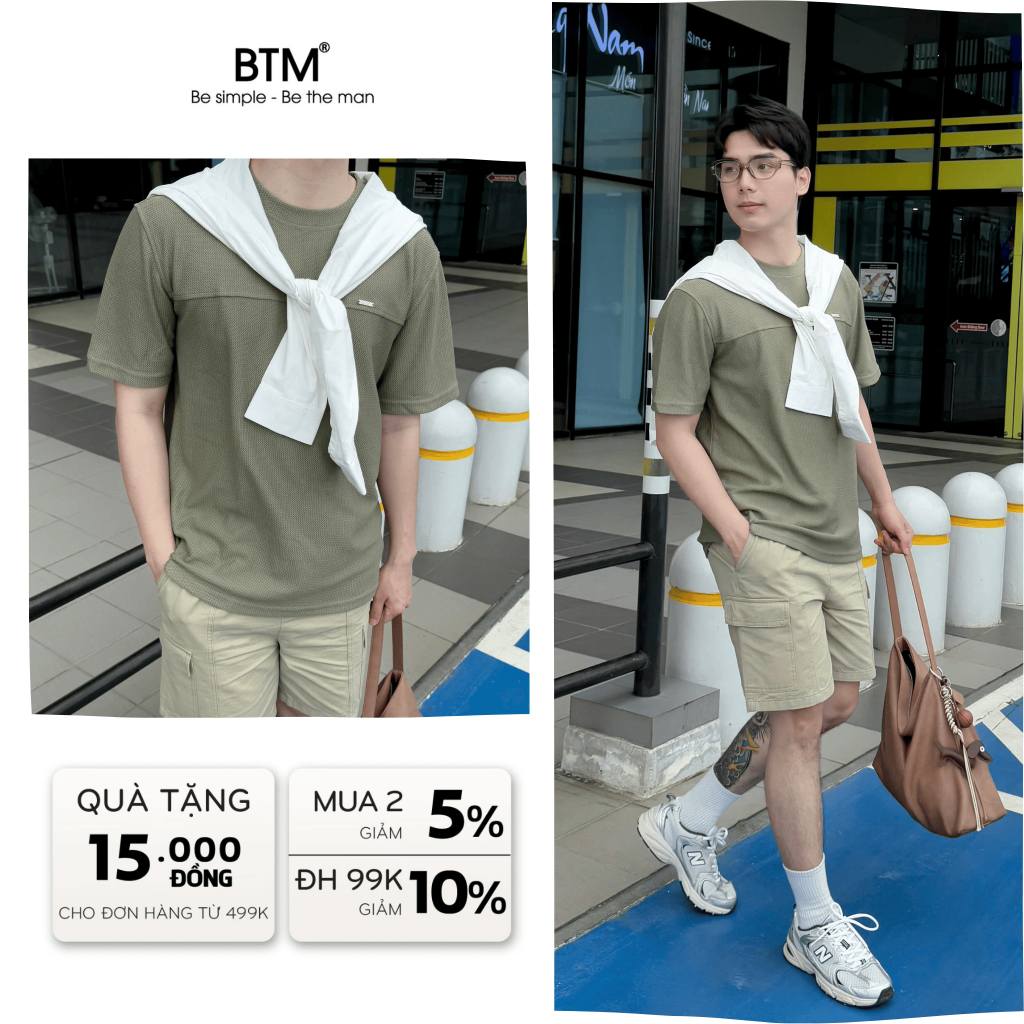 Áo Thun Cộc tay BTM Minimalist Pique T-Shirt - Vải Pique Tổ Ong Form Regularfit - Mã 36.692.2