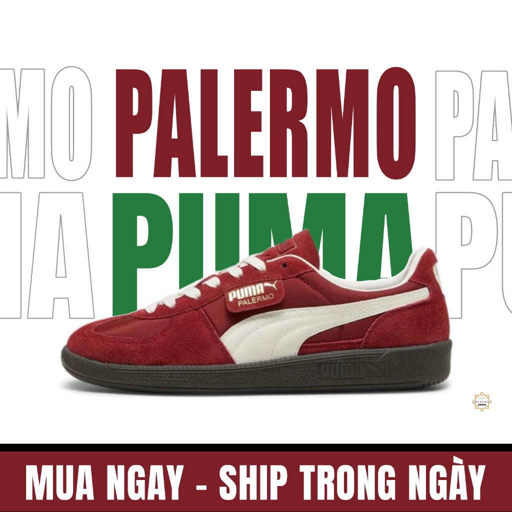 Giày Thể Thao PM Palermo Leather Red Màu Đỏ Mận Da Lộn Clever Man Store