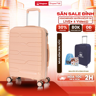 Vali Kéo Du Lịch Nhựa PP01 Cao Cấp Kingsun Chống Va Đập Size 28, Bảo Hành 5 Năm