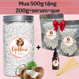 [Tặng 200g dừa+serum] 500g sáp wax lông sữa dừa cao cấp , dùng cho da nhạy cảm Lyihome