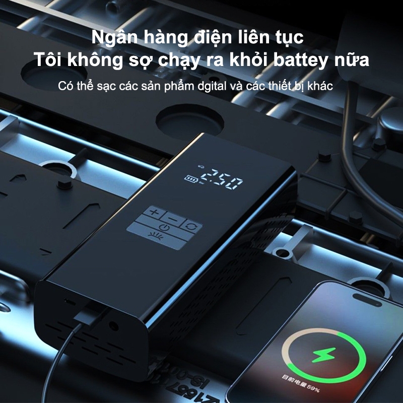 Dosen Pro xe máy bơm không khí xe gắn máy xách tay máy nén khí xe đạp điện lốp inflator màn hình LCD Đánh lửa khẩn cấp | BigBuy360 - bigbuy360.vn