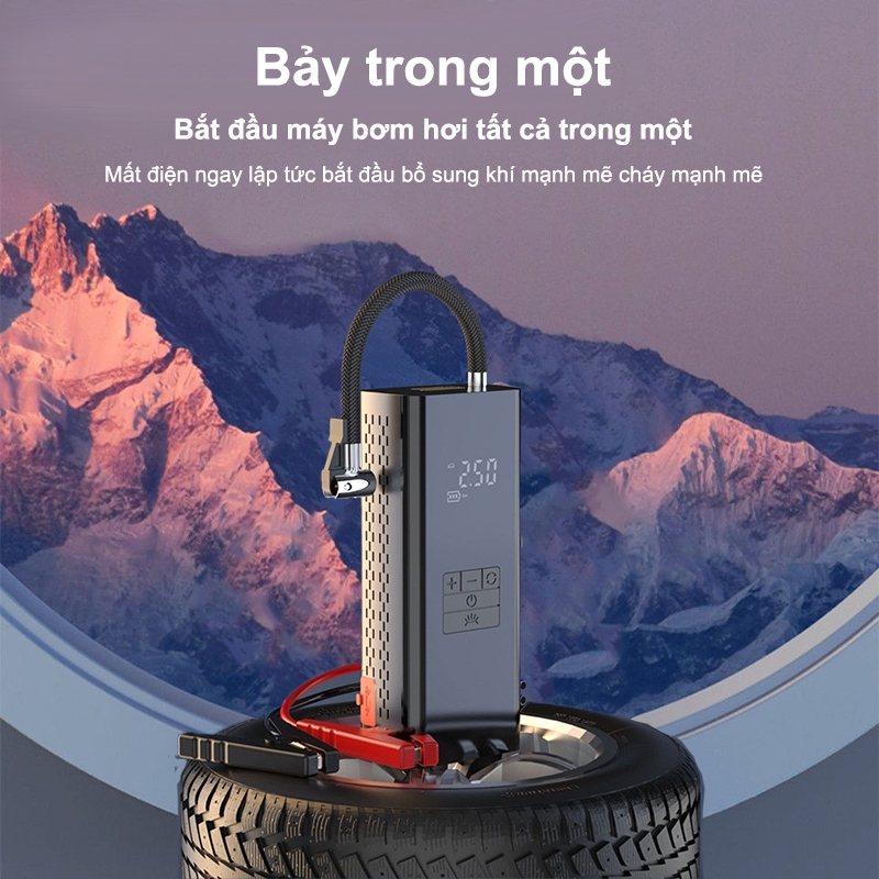 Dosen Pro xe máy bơm không khí xe gắn máy xách tay máy nén khí xe đạp điện lốp inflator màn hình LCD Đánh lửa khẩn cấp | BigBuy360 - bigbuy360.vn