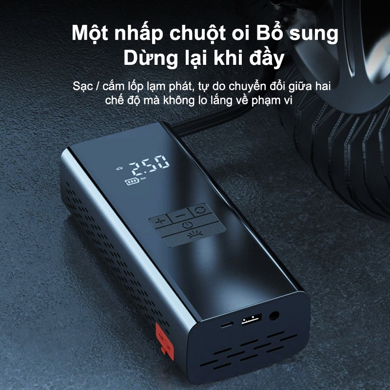 Dosen Pro xe máy bơm không khí xe gắn máy xách tay máy nén khí xe đạp điện lốp inflator màn hình LCD Đánh lửa khẩn cấp | BigBuy360 - bigbuy360.vn