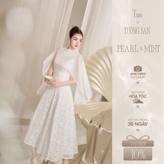  TIINSTORE x TƯỜNG SAN Váy đầm dự tiệc thiết kế ren dáng dài mix áo choàng tơ sang trọng VHS.2509.278 