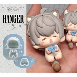  HANGER Khuôn silicone nặn búp bê tượng chibi mô hình quà tặng móc khoá keychain Đất sét trắng tự khô 