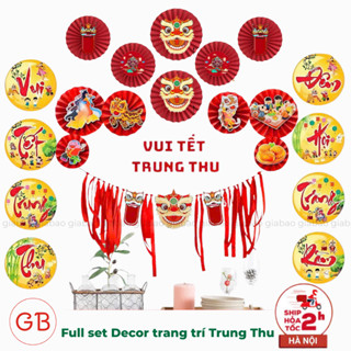 COMBO Set 6 Quạt Giấy Trang Trí Tết Trung Thu 2025 Cho Bé. Phụ Kiện Dán Kính, Tường Decor Nhà Cửa, Hàng Quán, Cafe Đẹp