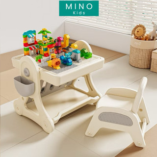 Bộ bàn xếp hình đa năng cho bé babyviva kết hợp bàn học, bảng vẽ có kèm ghế, bộ bàn ghế cho bé, bộ bàn học cho bé
