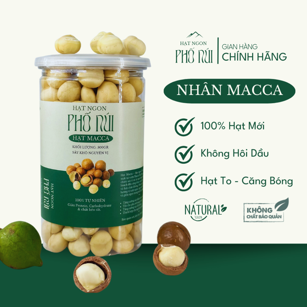 [Macca Tây Nguyên] Hạt Macca sấy tách vỏ cao cấp túi 500g, hạt mắc ca tách vỏ thơm ngon, bổ dưỡng - 