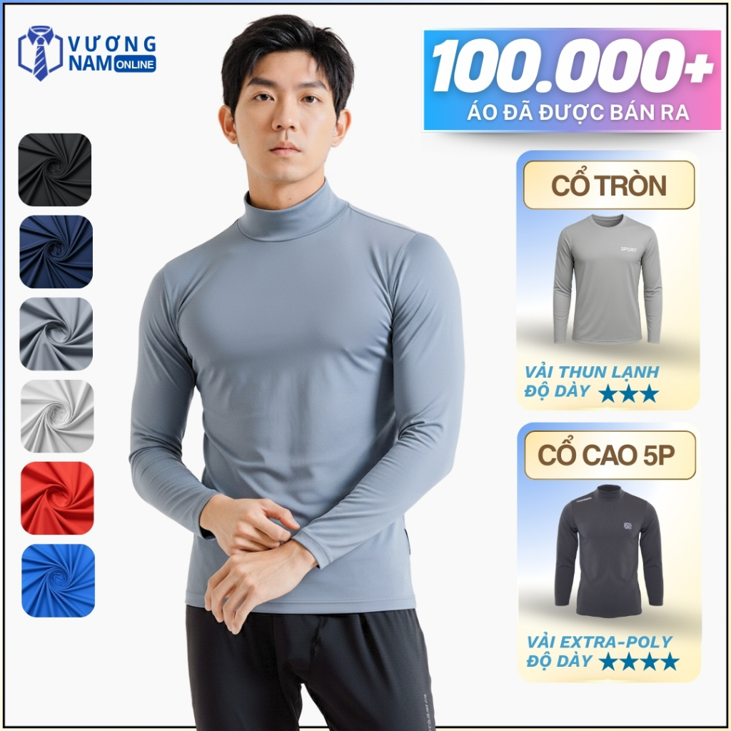 Áo giữ nhiệt nam Thu Đông cổ cao 3 phân chất thun lạnh co giãn tốt form thu đông VNO124