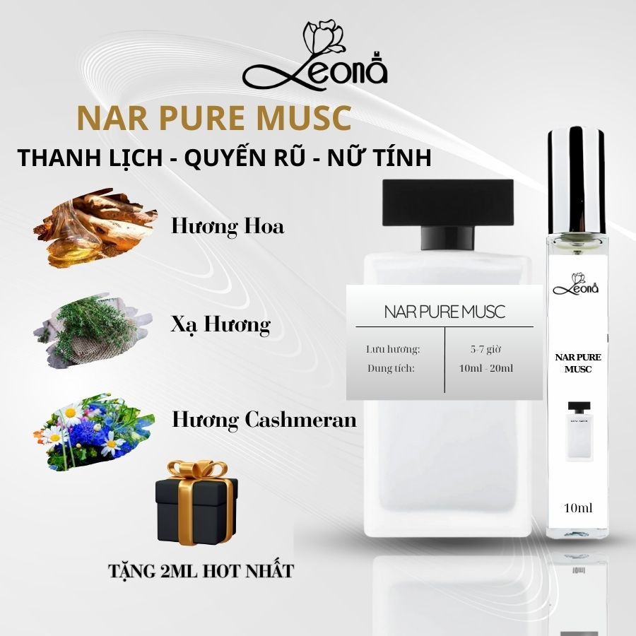 Nước hoa nữ NARCISO pure musc for her (trắng) - Leona Parfum chiết 10ml quyến rũ, thanh lịch, nữ tín