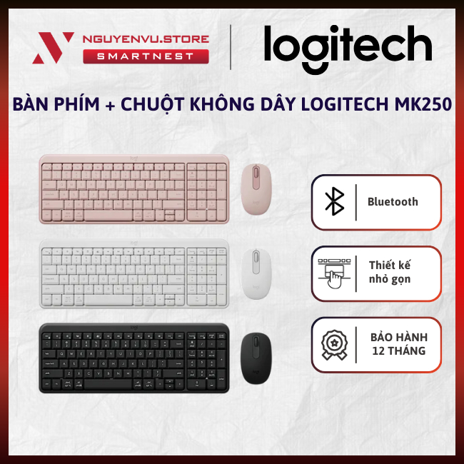 [CHÍNH HÃNG] Combo Bàn phím Chuột Bluetooth Logitech MK250 – Kết nối nhanh, nhỏ gọn