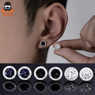  Khuyên Tai Nam Nữ Tròn Đính Đá Titan Không Gỉ Hoa Tai Unisex Viền Đá Lấp Lánh Thời Trang Cá Tính Phong Cách Hàn QuốcGudi 