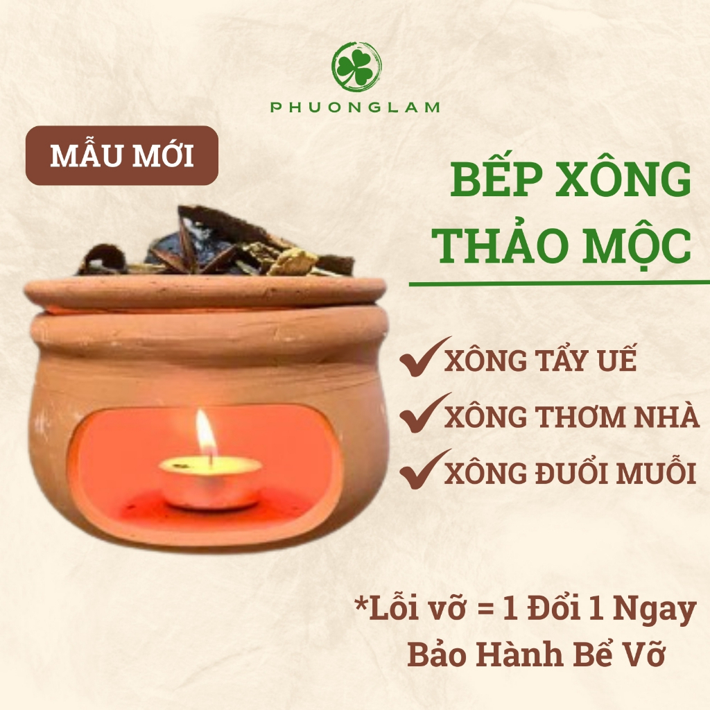 Bếp xông thảo mộc bồ kết đất nung khử mùi thơm nhà