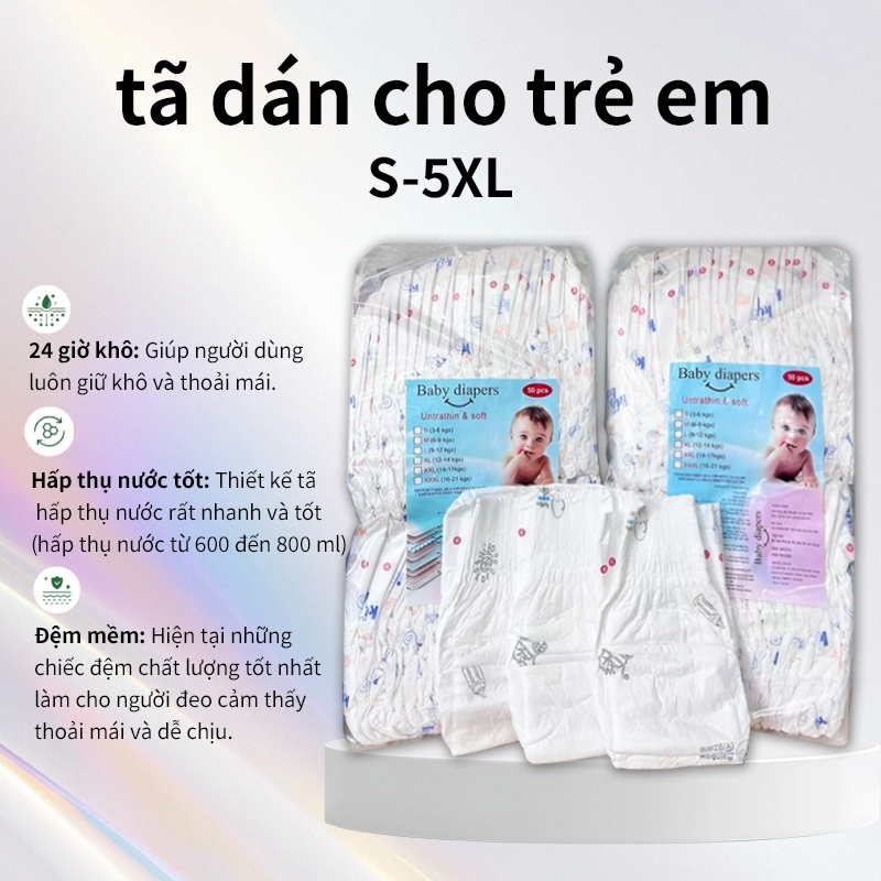 50/100 Miếng Bỉm Quần & Bỉm Dán Đa Size (S/M/L/XL/2XL/3XL/4XL/5XL) - Giao Mẫu Ngẫu Nhiên