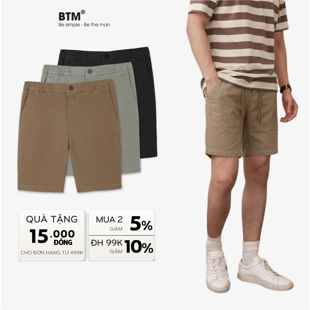 Quần Short Kaki BTM CLASSIC PIQUE chất vải kaki pique form regularfit cạp chun thoải mái - 234