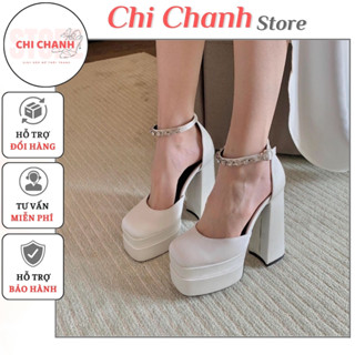 Giày cao gót nữ 15p chất da đẹp tôn dáng mang cực xinh guốc 15cm Chi chanh Store B05