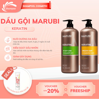Cặp Dầu Gội Xả MARUBI Keratin  2000ML  Giảm Rụng Tóc, Kích Mọc Tóc, Phục Hồi Tóc Hư Tổn
