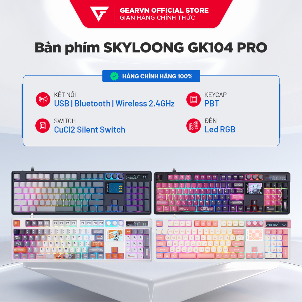 Bàn phím SKYLOONG GK104 PRO 3 MODE - Fullsize - Hàng Chính Hãng