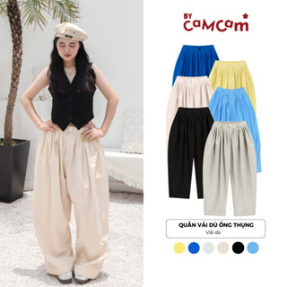 Quần Vải Dù Xếp Ly Bycamcam Ống Thụng Form Wide Leg Phong Cách Đường Phố Hàn Quốc quần ống rộng nữ nam QTD031