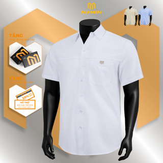  Áo Sơ Mi Nam Tay Ngắn MIXMEN M-809 Mix Lux vải lụa chéo hạn chế nhăn cao cấp thanh lịch chuẩn phom Big Size 