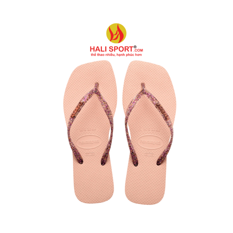 Dép kẹp nữ quai ngang Havaianas Slim Square màu Hồng Ballet Rose chính hãng Brasil