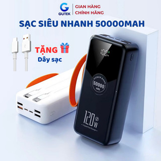 Sạc dự phòng 50000mAh Sạc nhanh 22,5W/120W dung lượng lớn có sẵn dây sạc - Gutek GT230