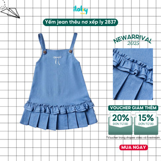 Váy yếm cho bé gái ILABY váy yếm jean cotton đuôi cá nhún bèo tùng xếp ly chỉ gồm yếm [2837]
