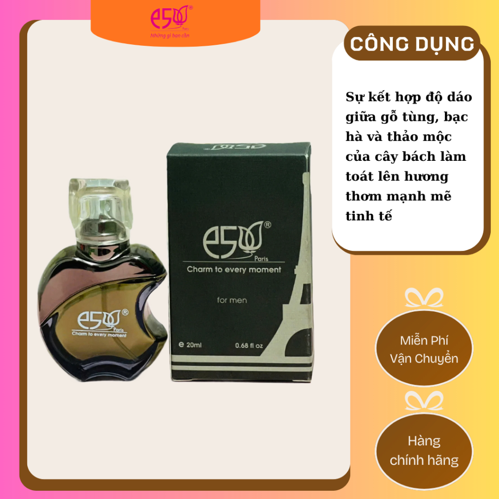 Nước hoa nam E5 For Men E5 Eau de Cologne 20ml (Đen)