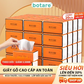 Top Khăn Giấy Đệm Khí 4 Lớp BOTARE CHEERFUL Combo 20 Gói 1800 Tờ Bột Gỗ Mềm Mại An Toàn Cao Cấp