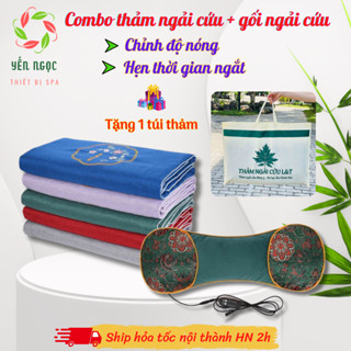 [Tặng túi thảm] Combo thảm ngải cứu + gối ngải cứu đông y giảm đau và sưởi ấm