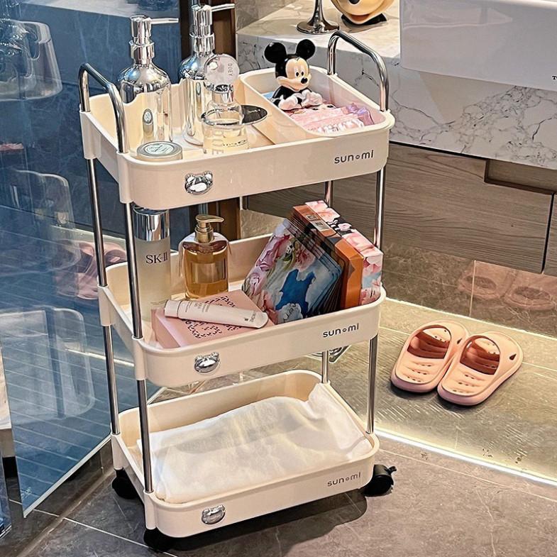 Kệ Gấu Sunmix 3 Tầng Để Đồ Tiện Ích – Khung Inox Chắc Chắn, Có Bánh Xe, Thiết Kế Đẹp Mắt