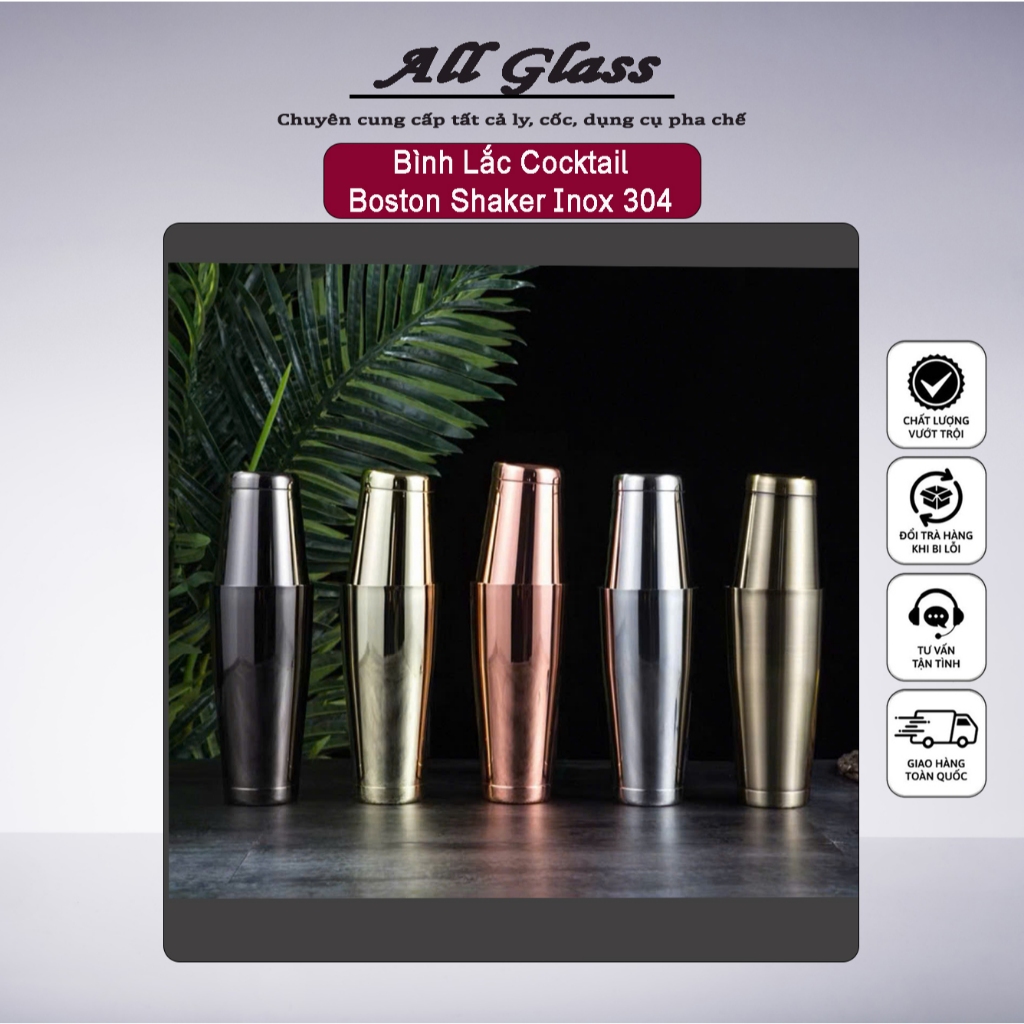 Bình Lắc Cocktail Boston Shaker Inox 304 – Dụng Cụ Pha Chế Chuyên Nghiệp