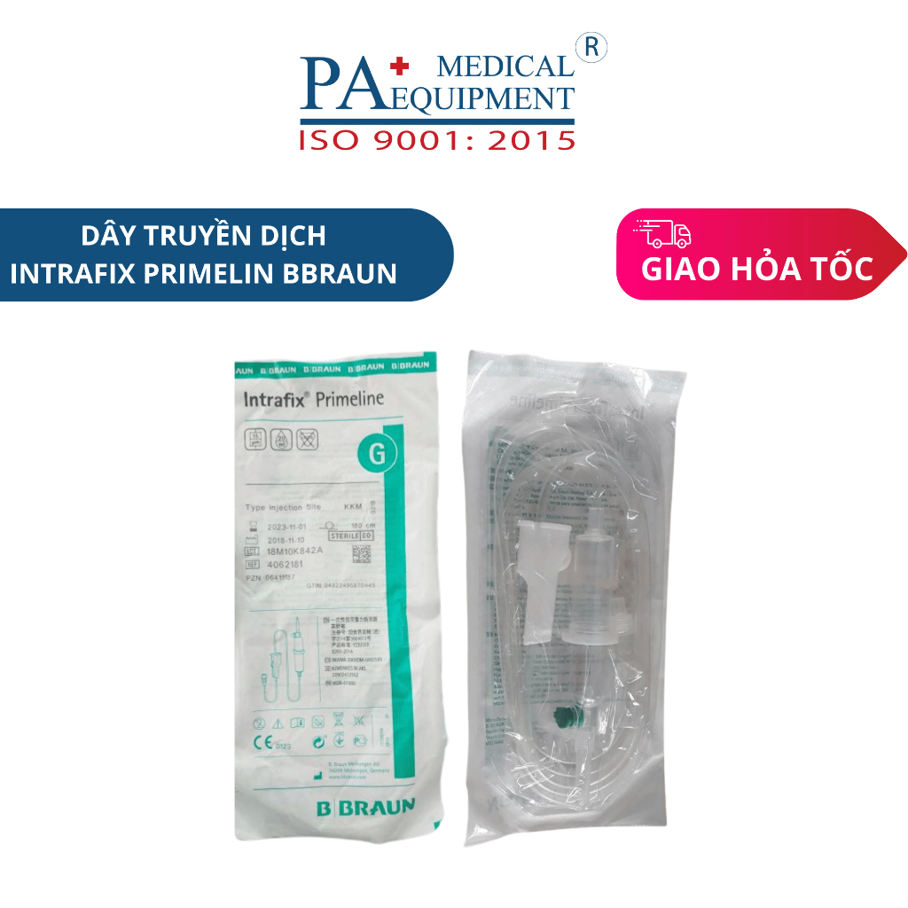 Dây truyền dịch BBraun - Intrafix primeline có bầu đếm giọt 2 ngăn cứng mềm
