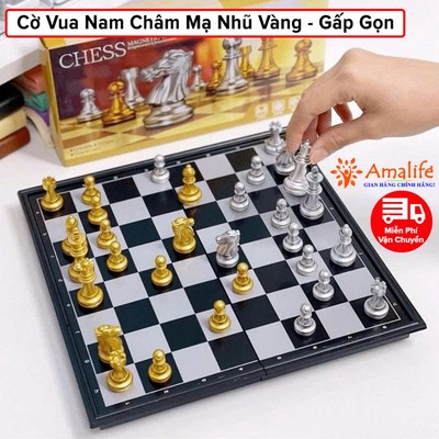 Bộ Cờ Vua Nam Châm Mạ Vàng Bạc Cực Đẹp, Cờ Vua Thi Đấu Quốc Tế, Bàn Cờ Vua Gập Gọn Chính Hãng Amalife