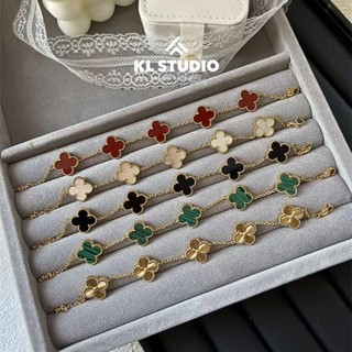  Vòng tay titan cỏ 4 lá mạ vàng Lắc tay titan cỏ 4 lá KL.STUDIO đủ màu và size - B35 