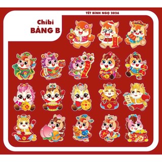 Combo 100 bao lì xì chibi 3D năm 2026 BÍNH NGỌ