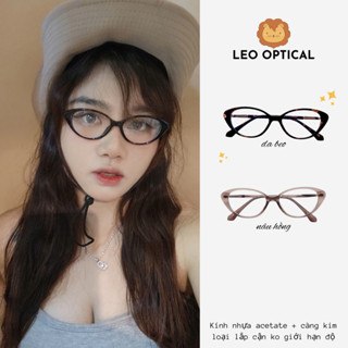 Kính mắt mèo chuyên lắp cận oval ngang dáng nhỏ chống ánh sáng xanh LEO OPTICAL 8288